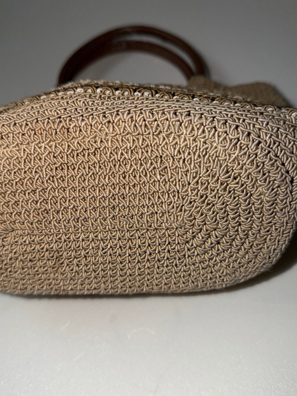 Handwoven Brown and Cream Women’s Tote with Rounded Handles - Picture 2 of 2